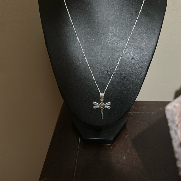 Elegant Black Fire Opal with Silver 925 Dragonfly Pendant on 925 Chain - Picture 9 of 9